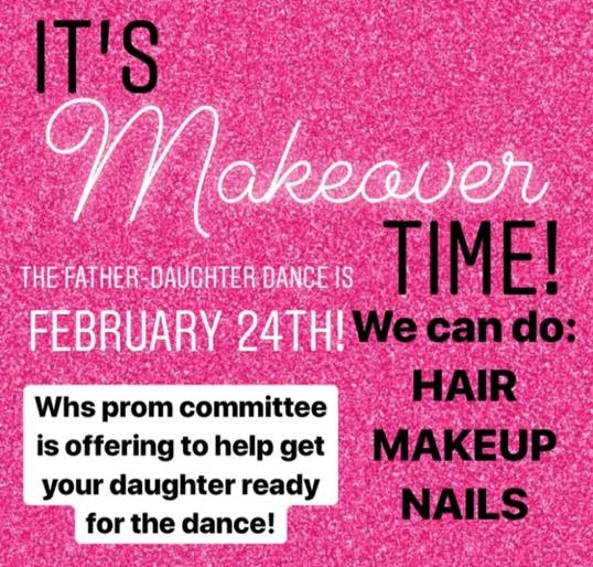 pink sparkly image promoting a makeover event